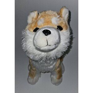 Tan White Puppy Dog Plush 13" Stuffed Animal Toy Realistic Shiba Inu?